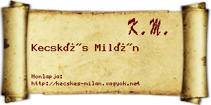 Kecskés Milán névjegykártya