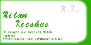 milan kecskes business card